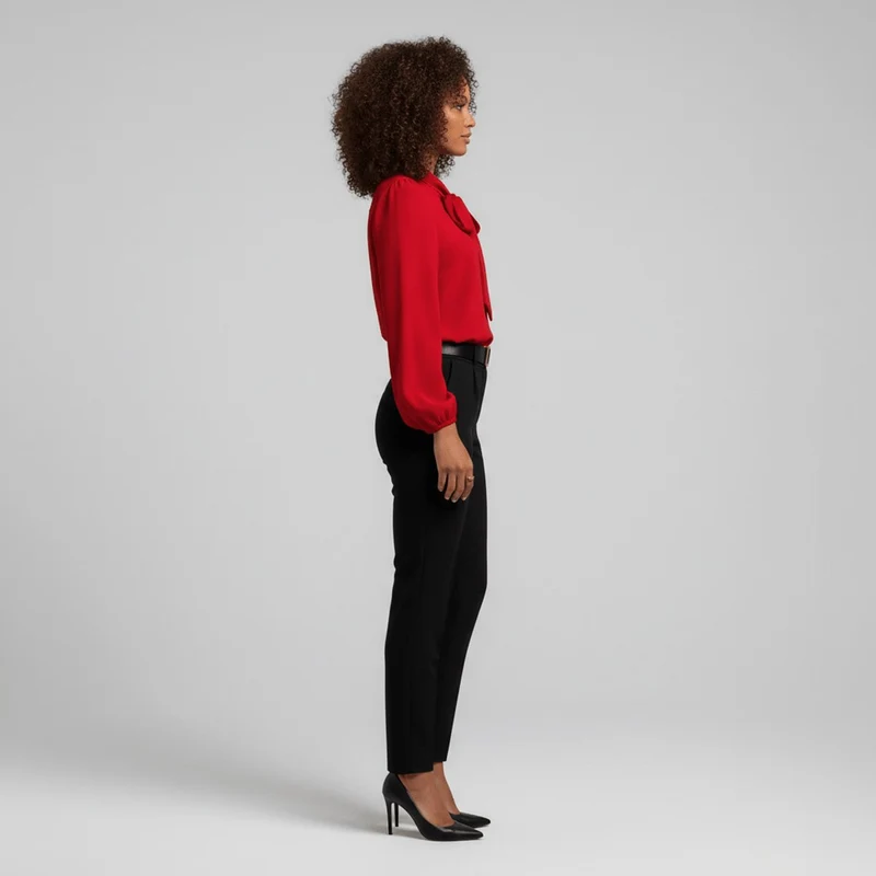Emilia | Damen Langarm-Bluse mit Schleifenkragen und weitem Schnitt