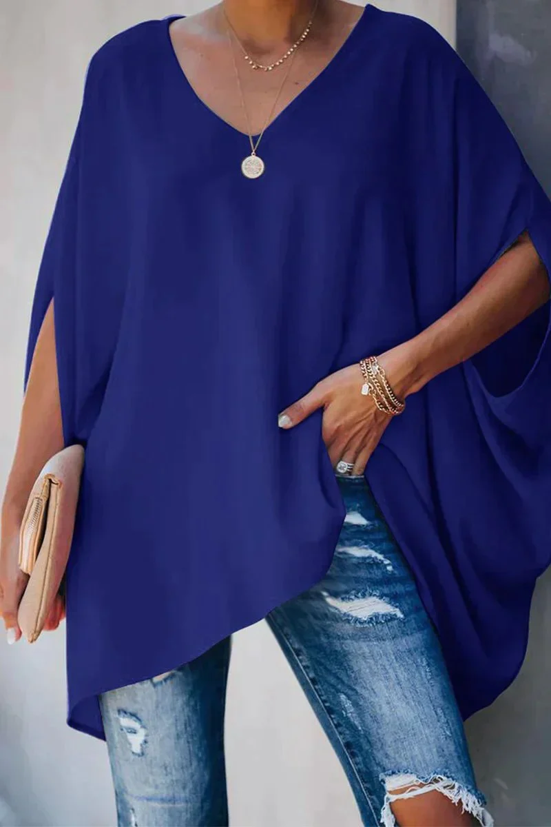 Luisa | Damen Oversized Fledermausärmel V-Ausschnitt Tunika