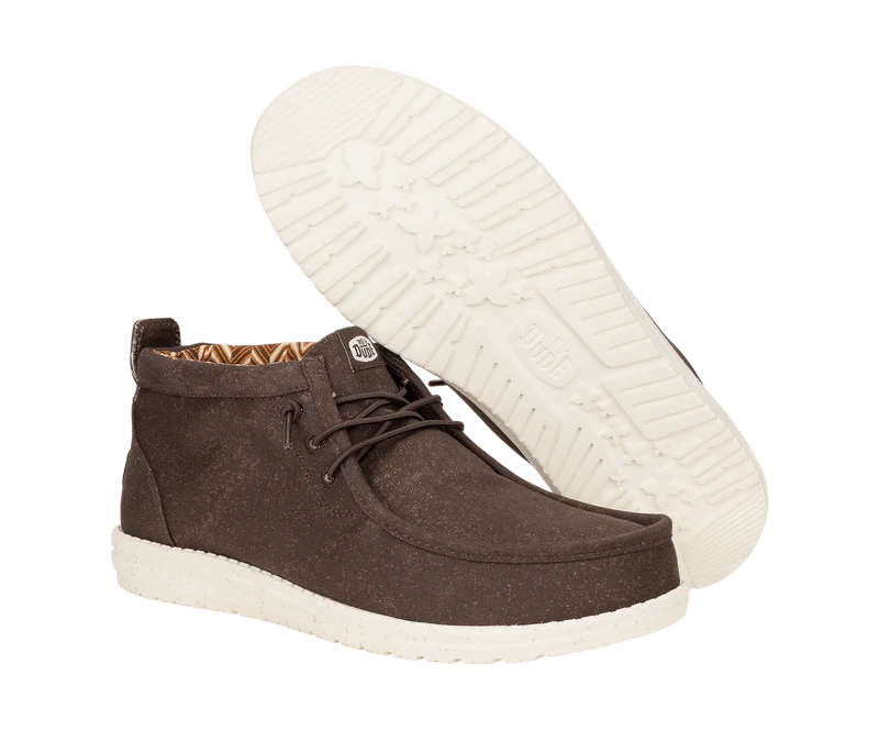 Hey Dude Wally Mid Stretch Canvas Mokassin-Stiefel für Herren | Mole Brown