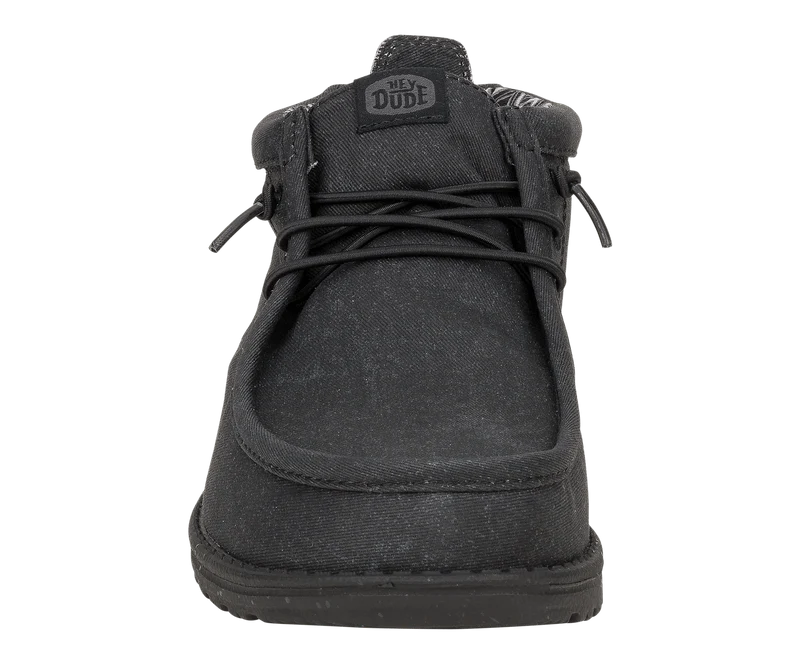 Hey Dude Wally Herren-Mokassin-Stiefel aus Canvas mit mittlerer Stretchlänge | Schwarz/Weiß