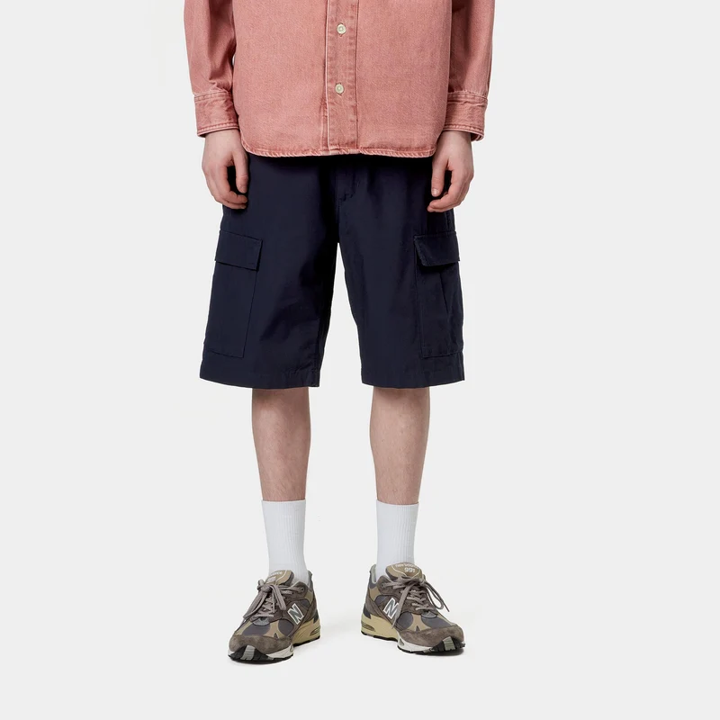 Carhartt WIP Herren Aviation Short | Dunkelblau gespült
