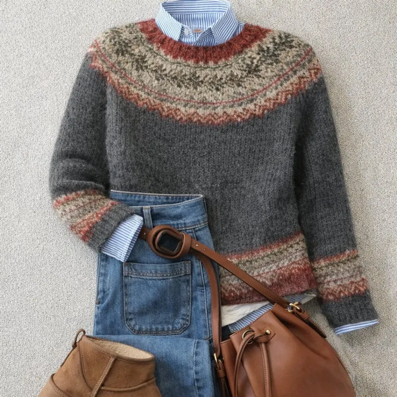 Isabelle | Klassischer Und Gemütlicher Fair-Isle-Strickpullover Für Damen