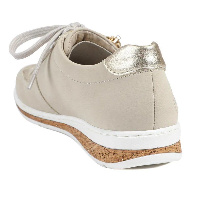 Rieker Casual Leather Zip & Lace Trainers - RKR43005 / 328 904 - Beige