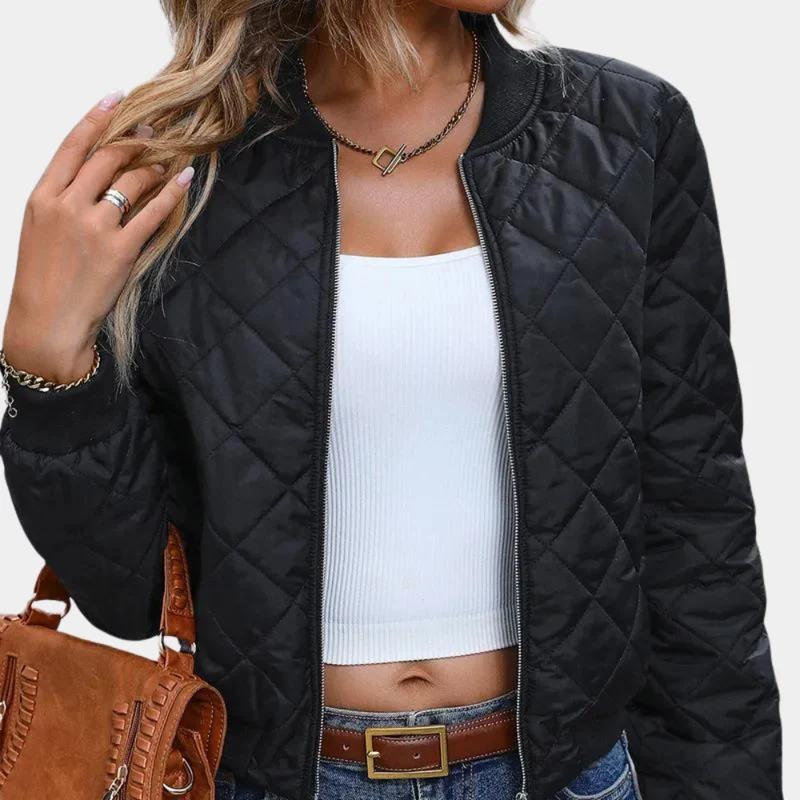 Katharina | Damen Moderne Kurz-Steppjacke mit durchgehendem Reißverschluss