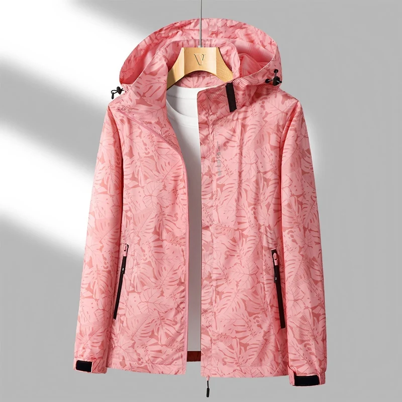 Johanna | Damen Jacke mit Kapuze und Blattmuster