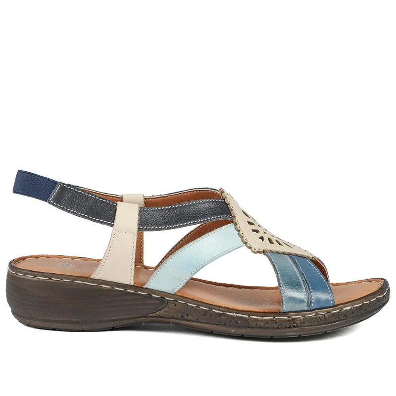 Leather Slingback Sandals - LUCK35001 / 321 605 - Blue Multi