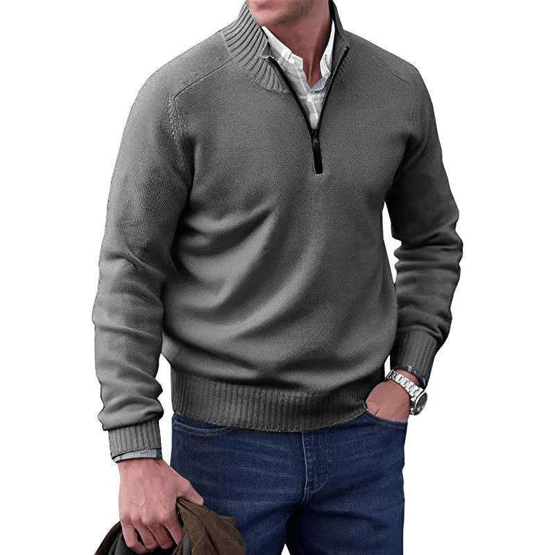 Simon | Herren Strick-Sweater Regular Fit Langarm Viertelreißverschluss