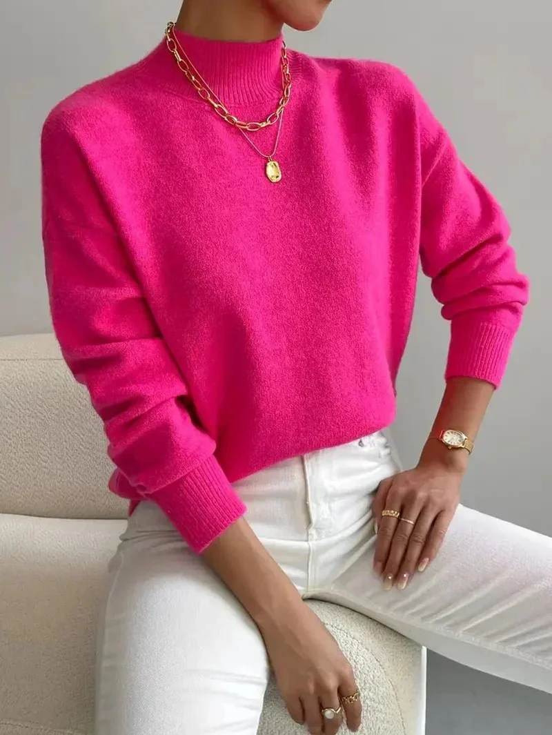 Hannah | Damen Mock-Turtleneck Langarm Sweater Relaxed Fit