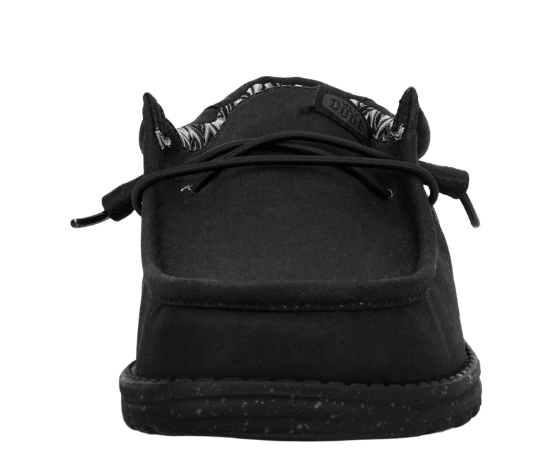 Hey Dude Wally Stretch-Canvas-Mokassin für Herren | Schwarz / Schwarz