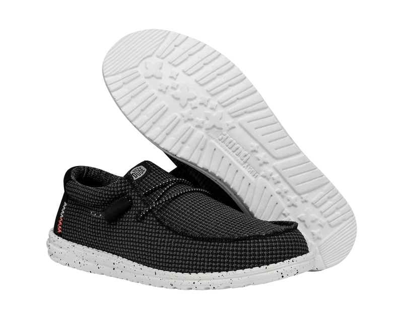 Hey Dude Wally Sport Mesh-Mokassin für Herren | Schwarz/Weiß