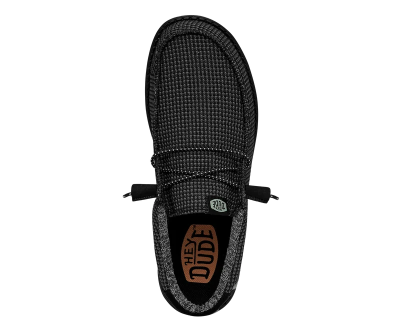 Hey Dude Wally Sport Mesh-Mokassin für Herren | Schwarz / Schwarz