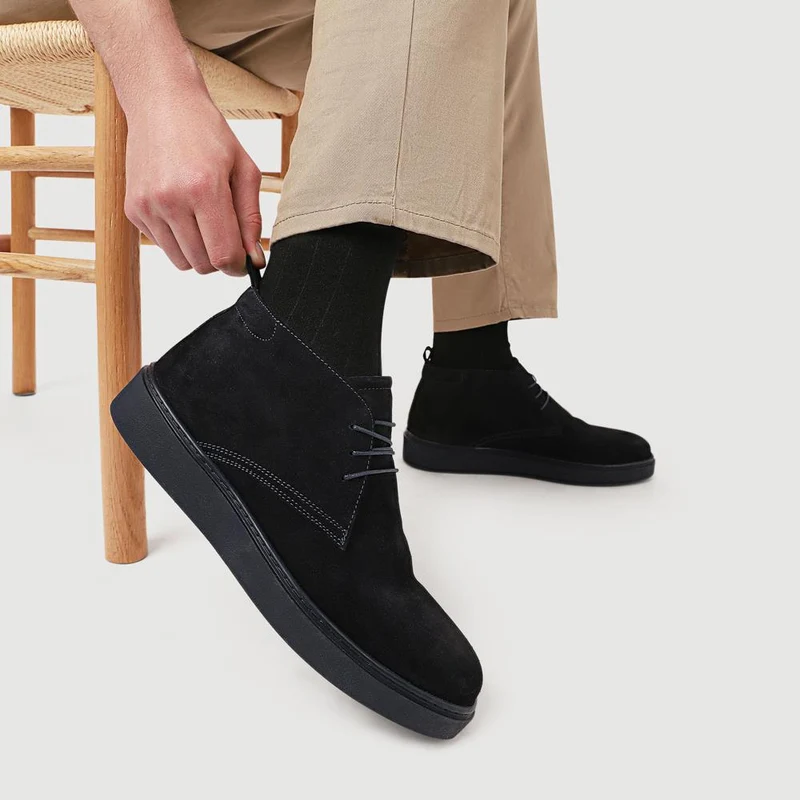 Dane Leather Lace-Up Boots - DANE / 327 863 - Navy Suede