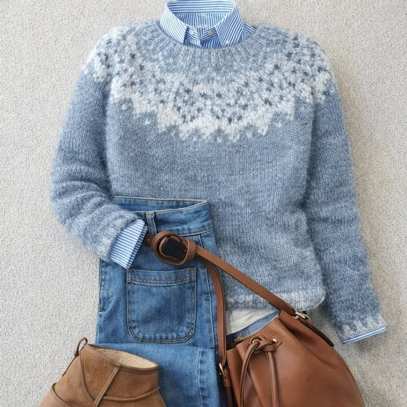 Georgina | Skandinavischer Und Gemütlicher Winter-Fair-Isle-Pullover Für Damen