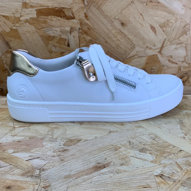 Remonte Modischer Damen-Sneaker – Weiß / Gold