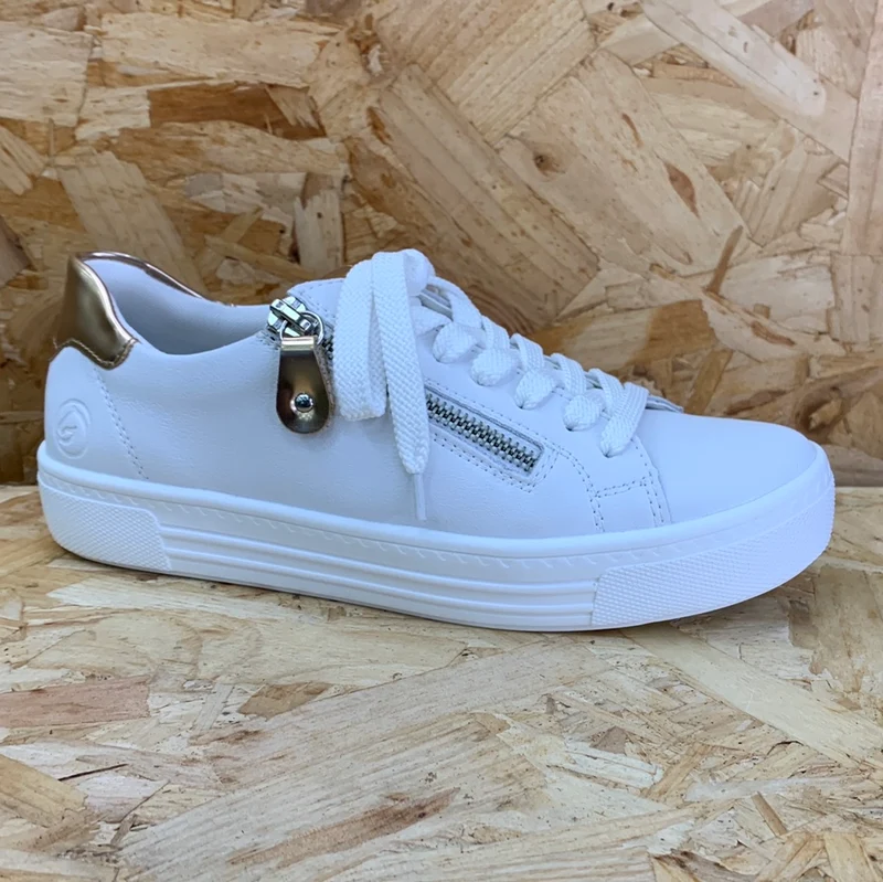 Remonte Modischer Damen-Sneaker – Weiß / Gold