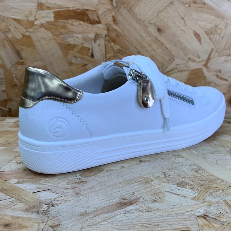 Remonte Modischer Damen-Sneaker – Weiß / Gold