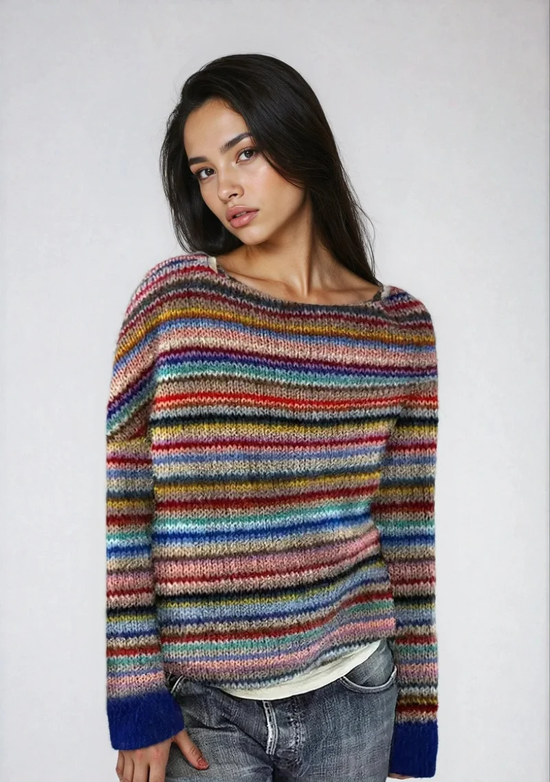 Hannah | Stilvoller Und Gemütlicher Retro-Streifenpullover Für Damen