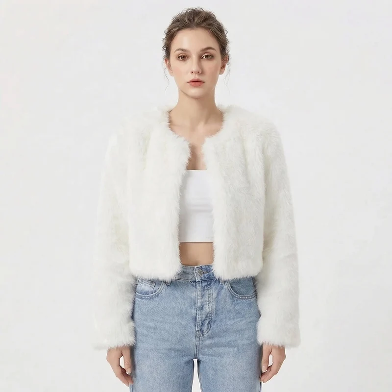 Damen Luxus Kunstpelz Jacke
