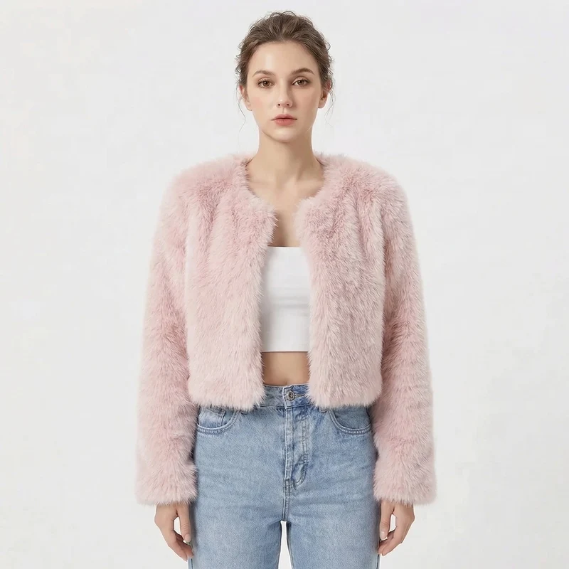 Damen Luxus Kunstpelz Jacke