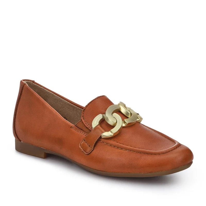 Leather Heeled Loafers - DRS41501 / 326 855 - Tan