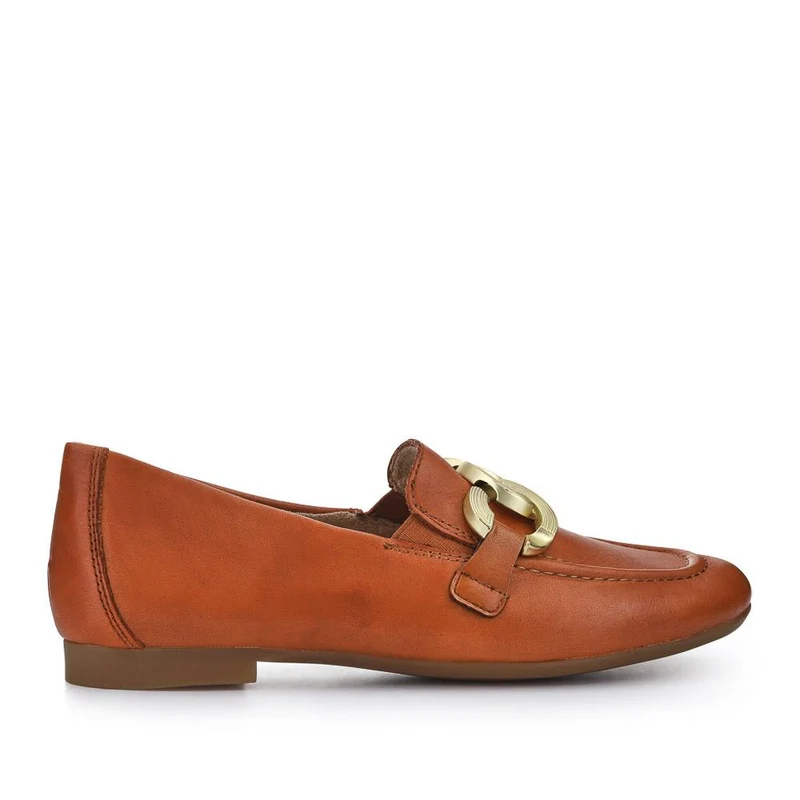 Leather Heeled Loafers - DRS41501 / 326 855 - Tan