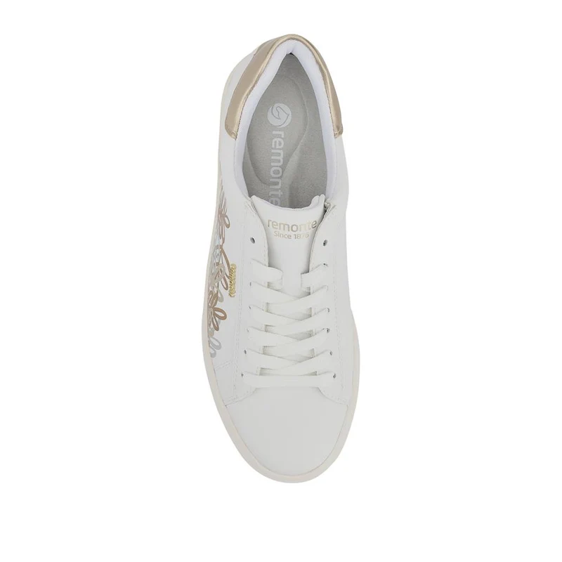 Leather Floral Patterned Trainers - DRS41504 / 326 858 - White Metallic