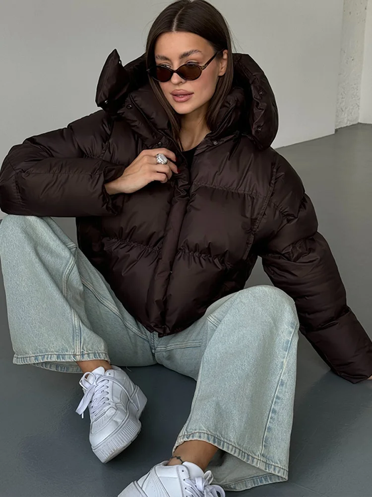 Johanna | Damen Kapuzen Cropped Puffer Winterjacke
