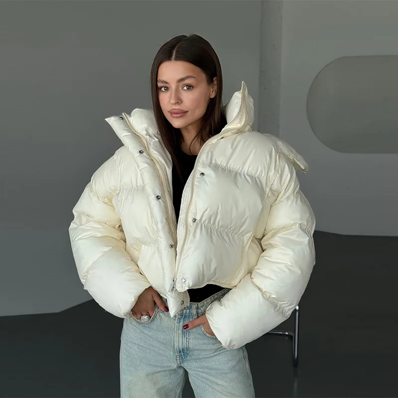 Johanna | Damen Kapuzen Cropped Puffer Winterjacke
