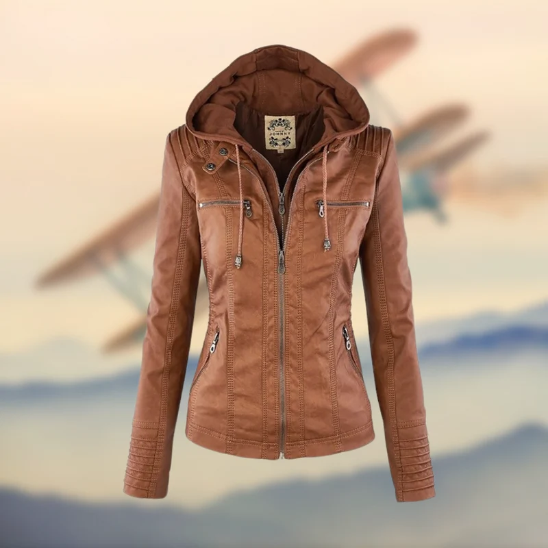 Natascha | Damen Slim Fit Lederjacke mit Reißverschluss