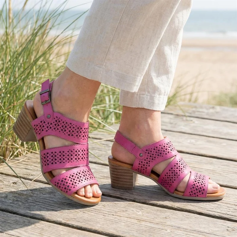 Fashionable Leather Sandals - VITAS43000 / 329 416 - Pink