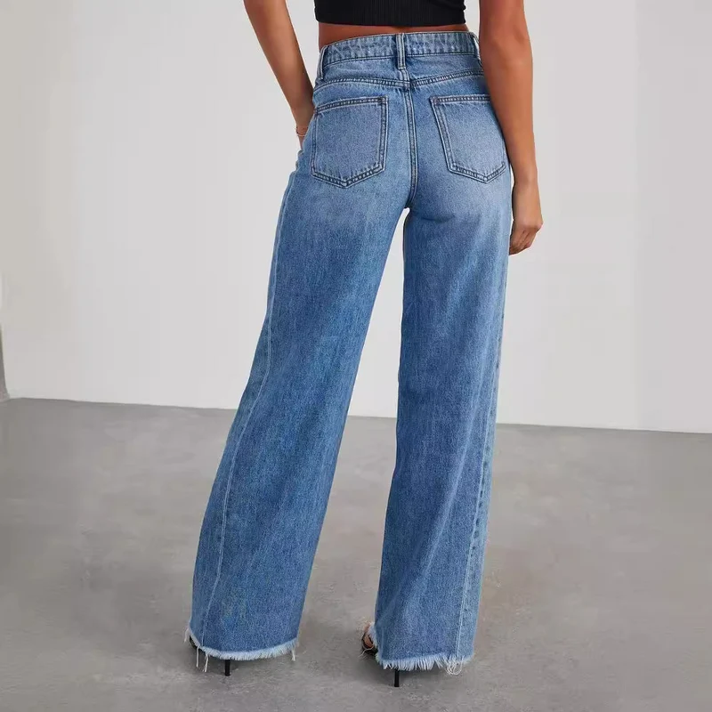 Pauline | Vintage Gewaschene Weit Geschnittene Gerade Jeans Damen