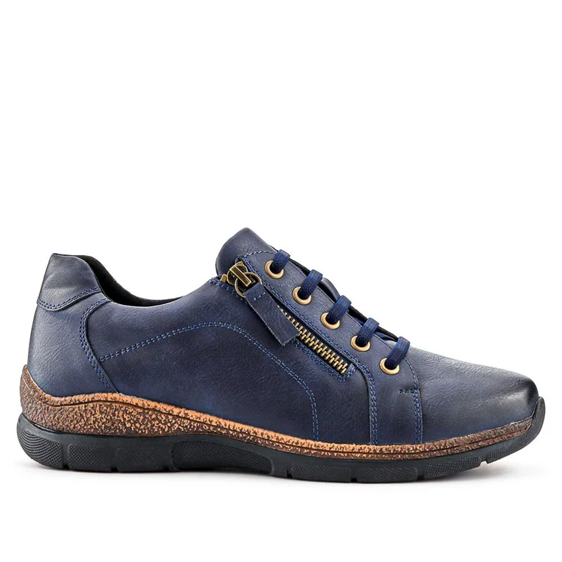 Wide Fit Casual Bungee Lace Shoes - WOIL41042 / 326 927 - Navy