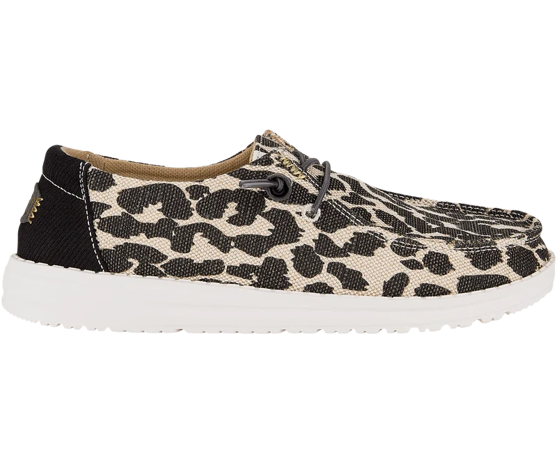 Hey Dude Damen-Mokassin „Wendy“ mit Leopardenmuster und Glitzer | Hellbraun