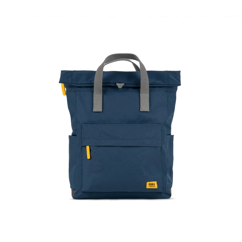 ROKA Gelbes Etikett Canfield B Tiefblaue mittelgroße Tasche aus recyceltem Canvas