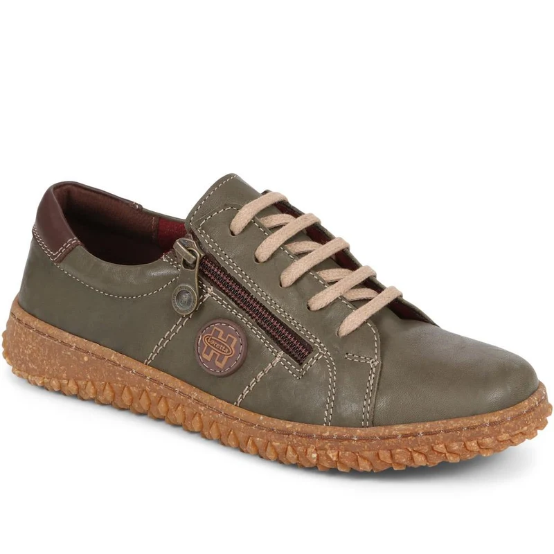 Loretta Leather Trainers - HAK38023 / 324 496 - Khaki