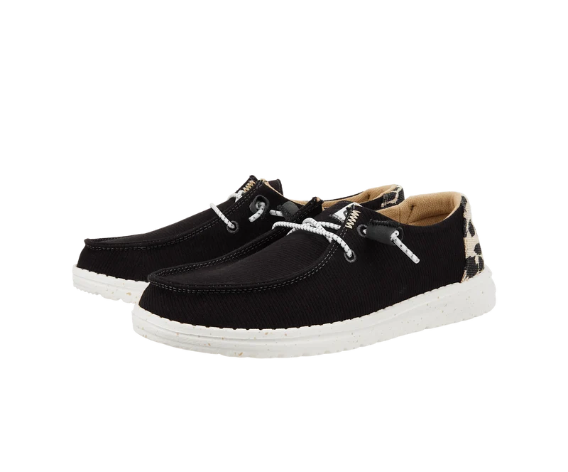 Hey Dude Damen-Mokassin Wendy mit Leopardenmuster | Schwarz/Leopardenmuster