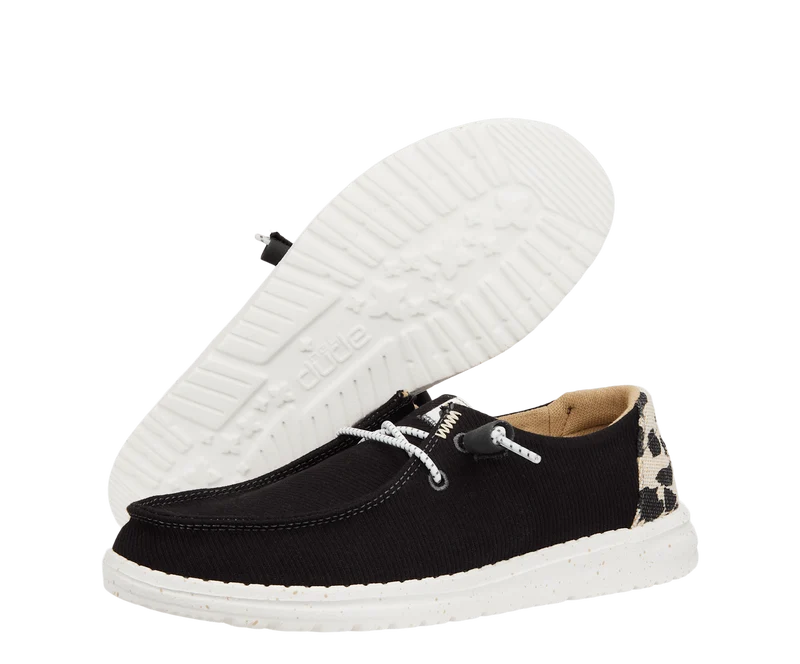 Hey Dude Damen-Mokassin Wendy mit Leopardenmuster | Schwarz/Leopardenmuster