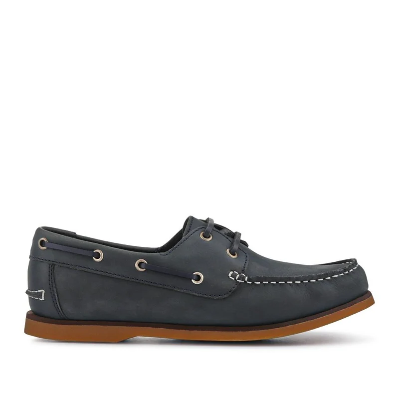 Casual Leather Boat Shoes - SHAFI41003 / 327 098 - Black