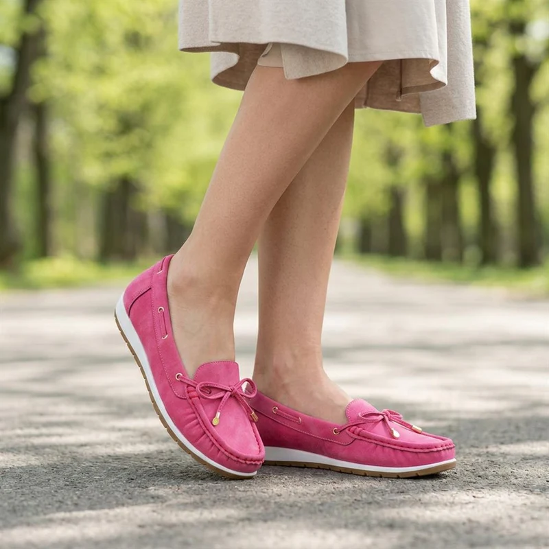 Bow Detailed Moccasins - BAIZH41038 / 327 316 - Fuschia