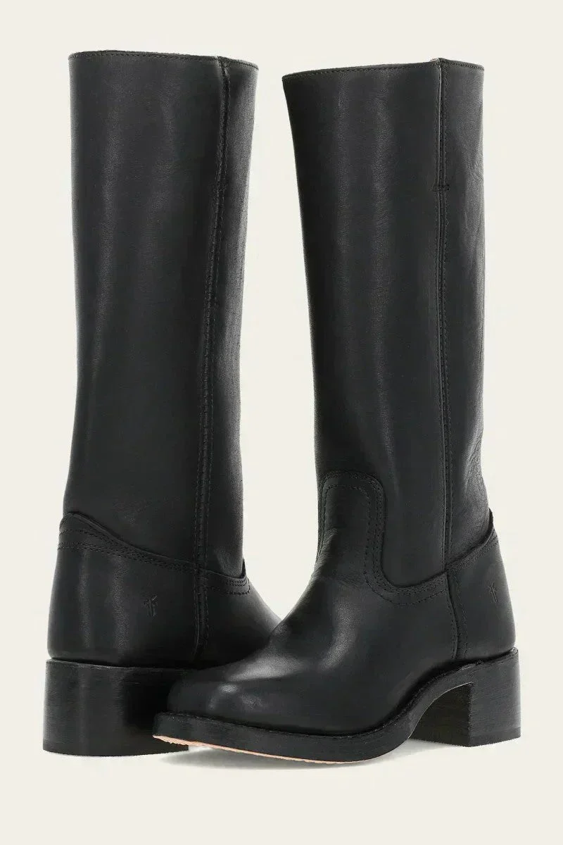 Luisa | Damen Kniehöhe Leder Stiefel Blockabsatz