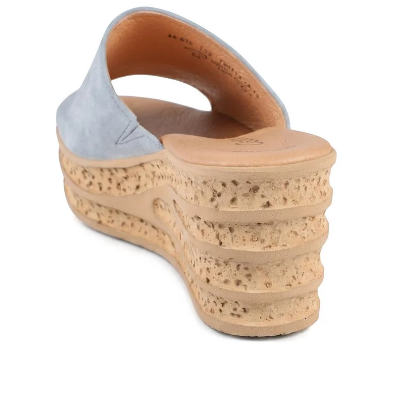 Gabor Leather Wedge Heel Mule Sandals - GABC44508 / 330 263 - Pale Blue