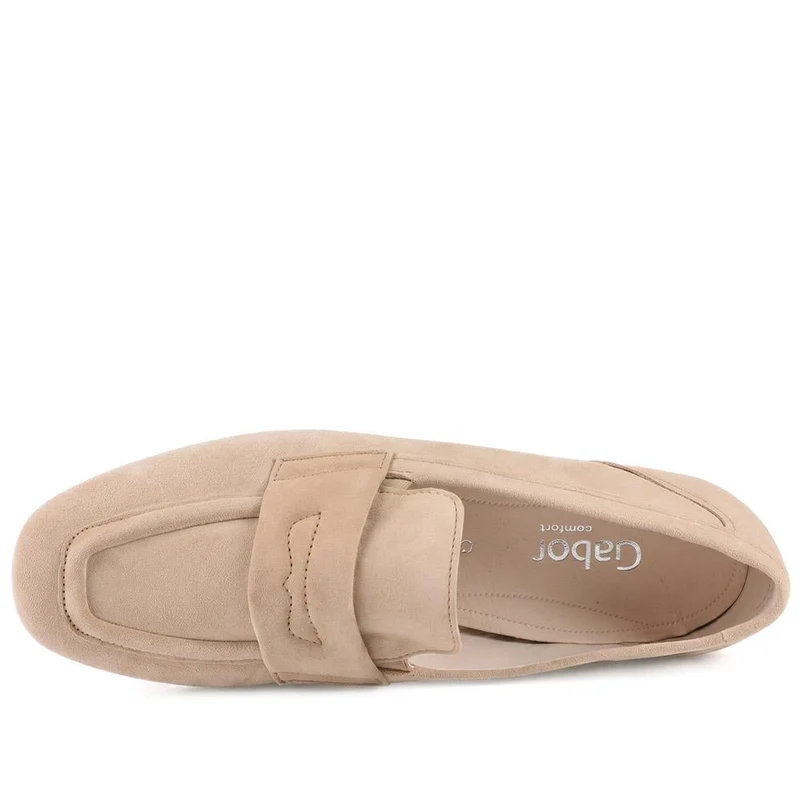 Gabor Wide Fit Leather Heeled Loafers - GABC44503 / 330 268 - Caramel