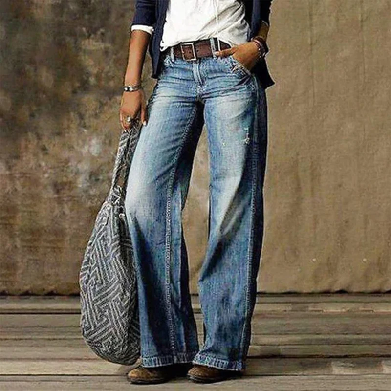 Sarah | Damen Vintage Denim Jeans mit Weiten Beinen
