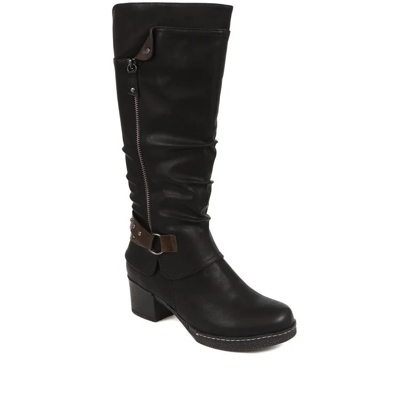 Block-Heeled Long Boots - WOIL38051 / 324 748 - Black