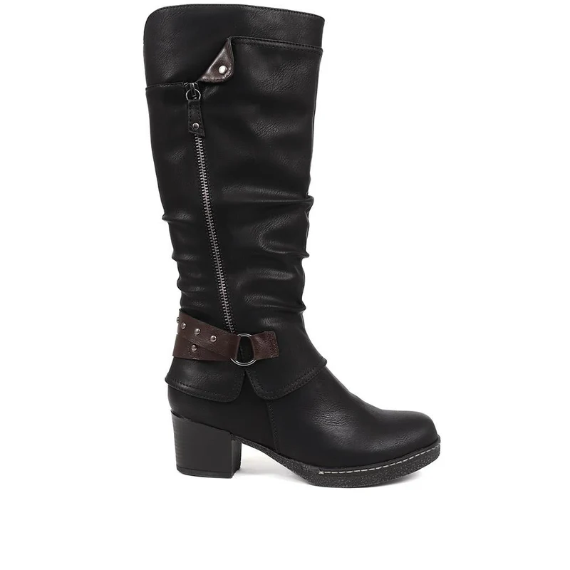 Block-Heeled Long Boots - WOIL38051 / 324 748 - Black
