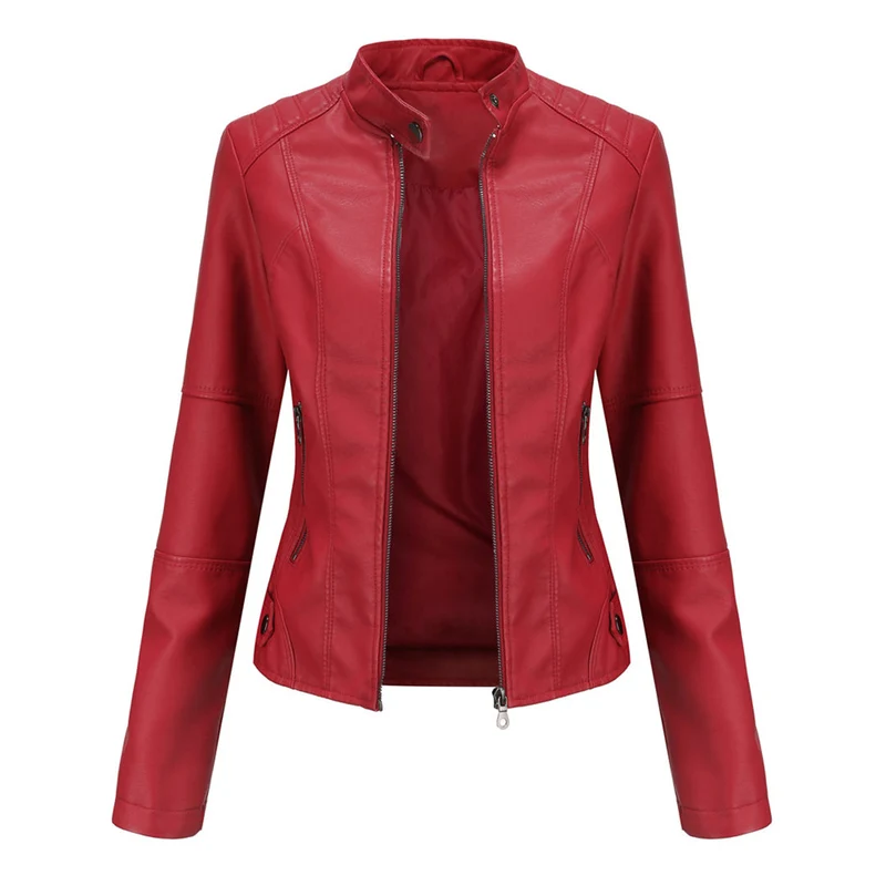 Kirsten | Damen Kunstleder-Bikerjacke mit Reißverschluss