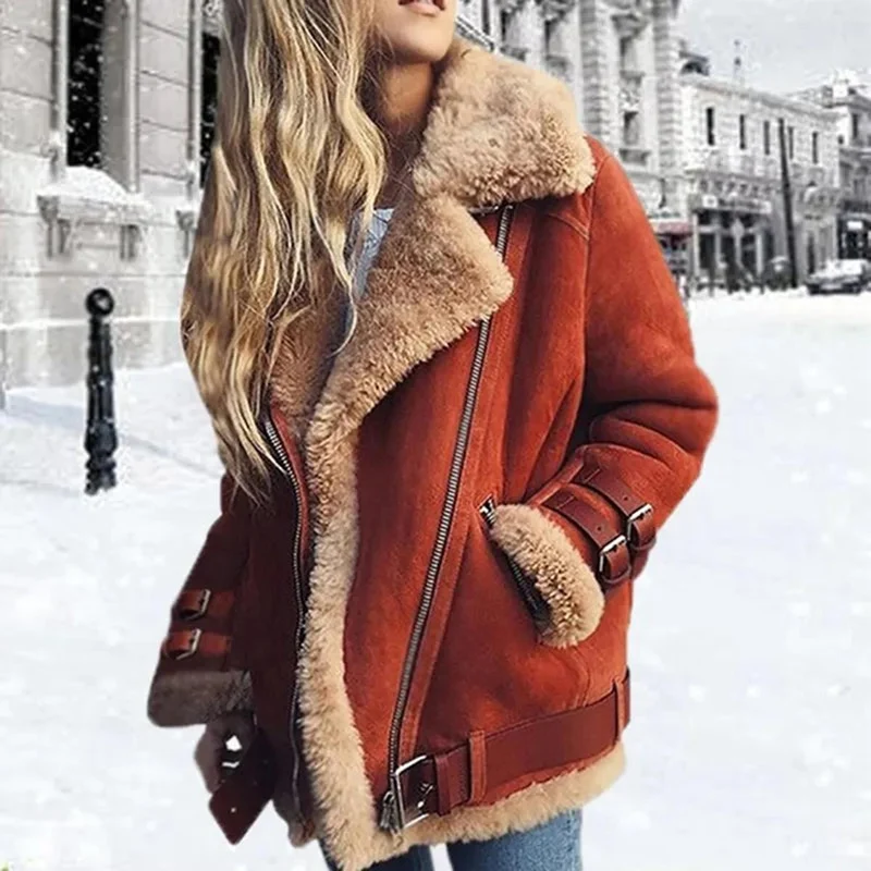 Beatrice | Damen Trendige Jacke mit Kunstfellfutter