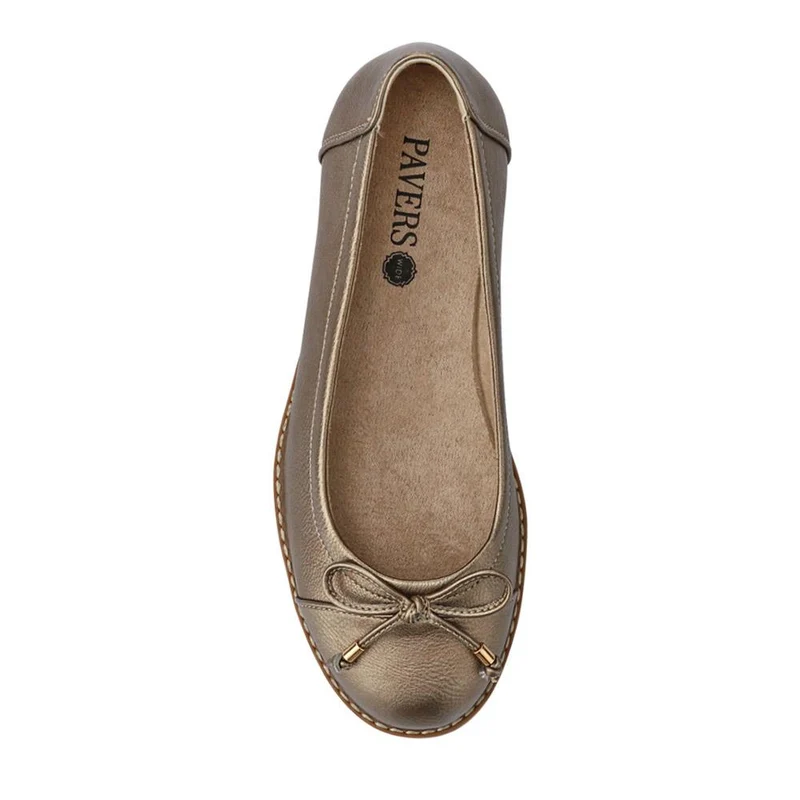 Wide Fit Bow-Detailed Chunky Pumps - WBINS41100 / 327 323 - Metallic