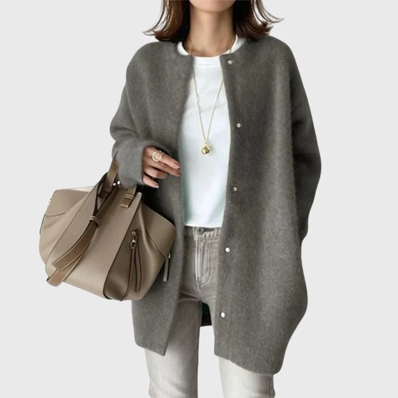 Leonie | Kaschmir Cardigan Lang Knopfleiste Elegant Strick