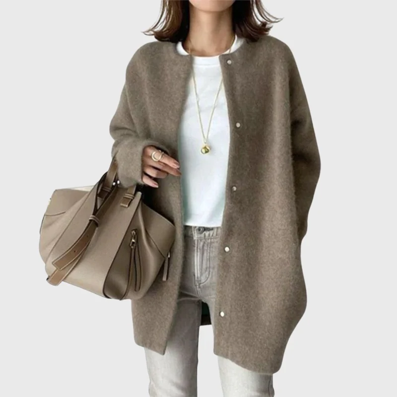 Leonie | Kaschmir Cardigan Lang Knopfleiste Elegant Strick